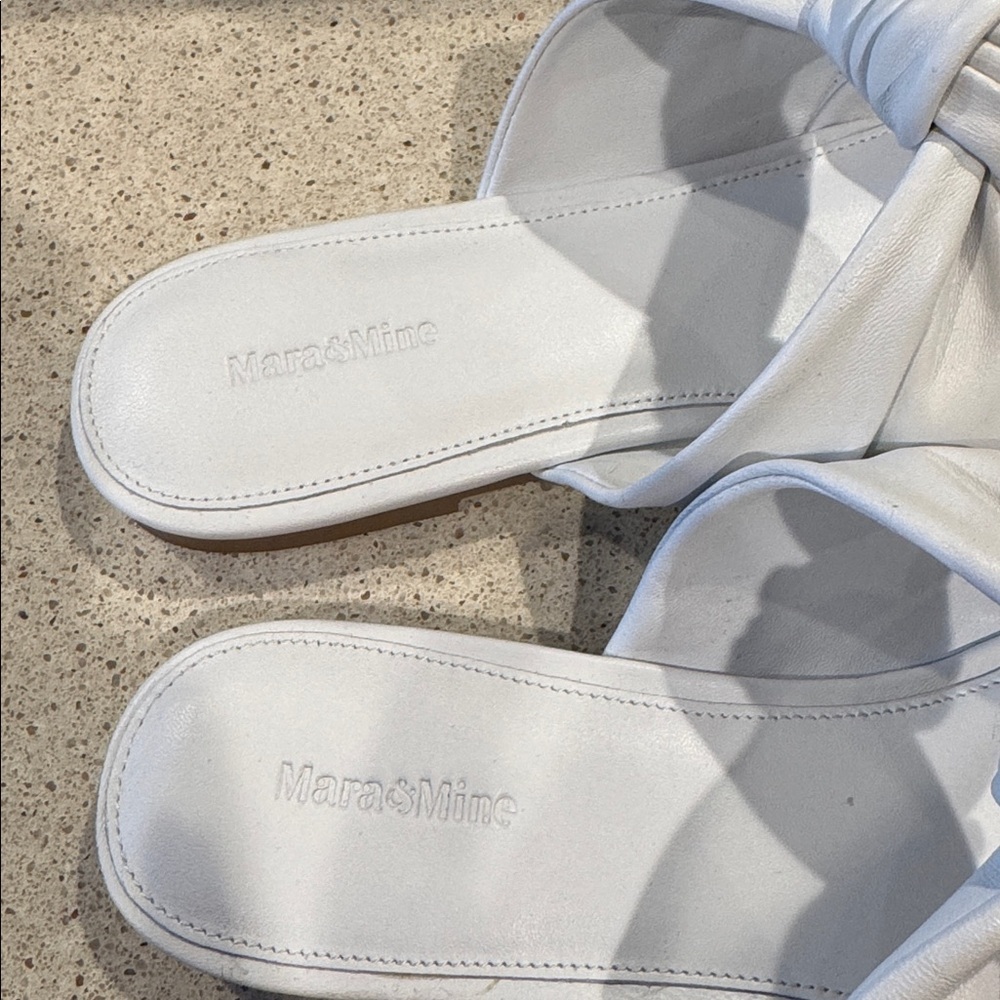 Mara & Mine Isabelle Leather Slide Knotted Slide White Leather Size 8 - Picture 4 of 8